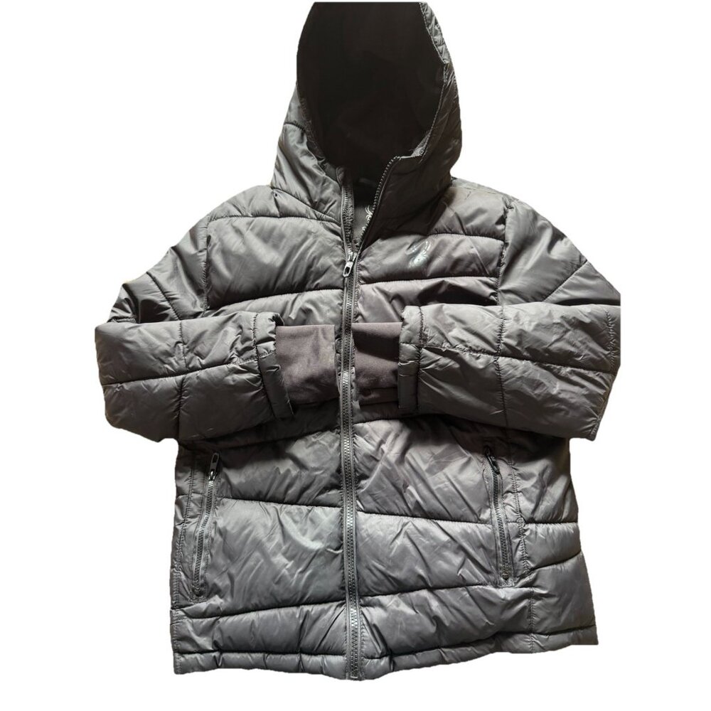 SPYDER  Pelmo Boys Size M Hooded Full Zip Black Puffer Jacket